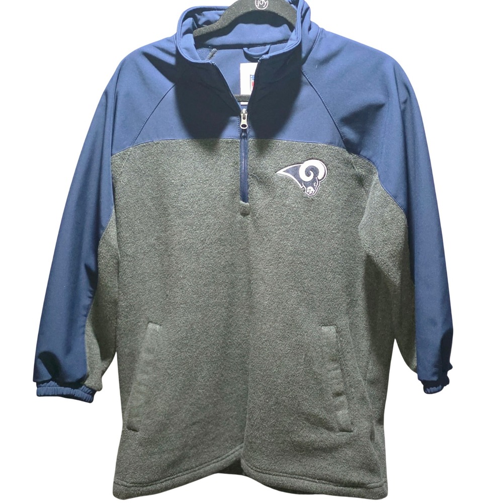 Los Angeles Rams NFL Men's‎ Medium Quarter Zip Fleece Pullover Jacket Blue Gray